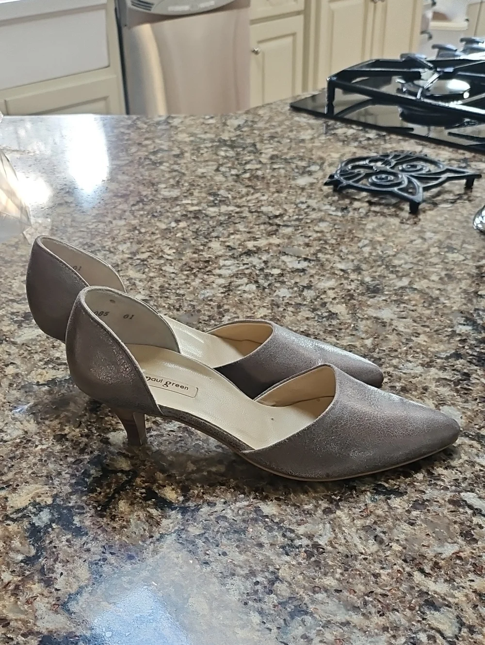 Paul Green Metallic D'orsay Kitten Heels